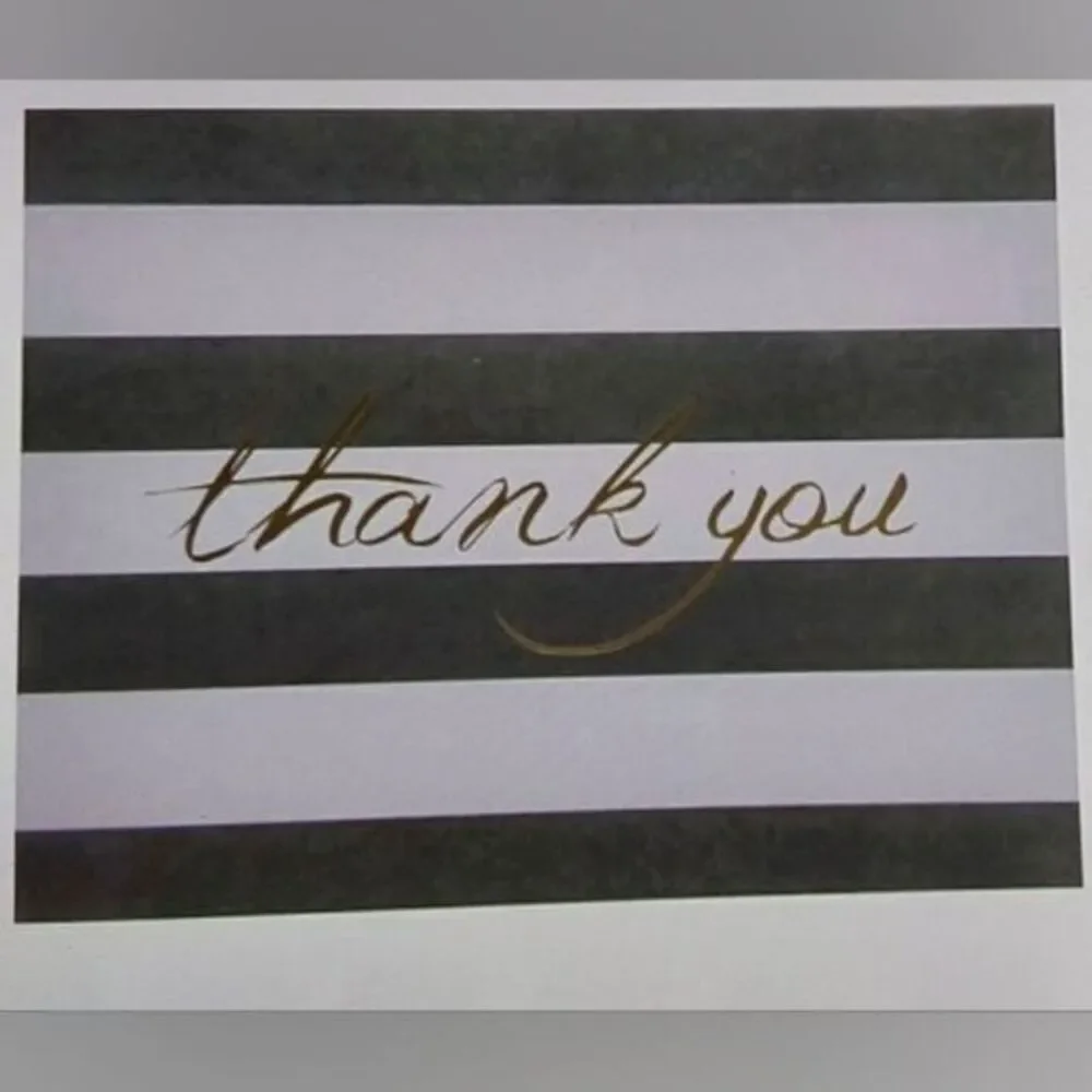 NWT Blank Striped‎ Thank You Cards- 96 Pack, 6 Designs